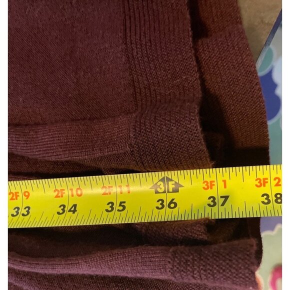 Dana Buchman Ribbed Knit Marroon Cowl Neck Fit and Flare Dress Sz L - Picture 9 of 10